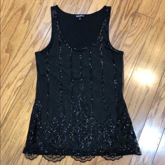 Express Tops - Express tank with scallop hem and sequins